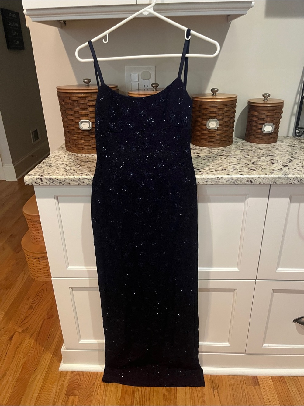 Steppin' Out Navy Sparkle Spaghetti-Strap Maxi Dress